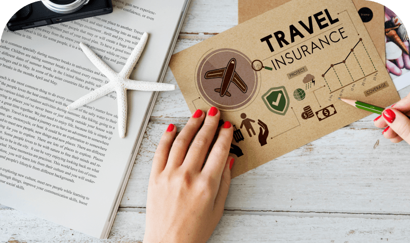 Travel planning documents and luggage tag