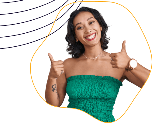 Smiling learner giving a thumbs up
